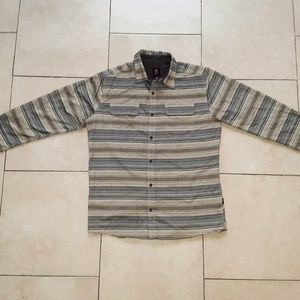 Swiss Tech striped long sleeve button-up shirt